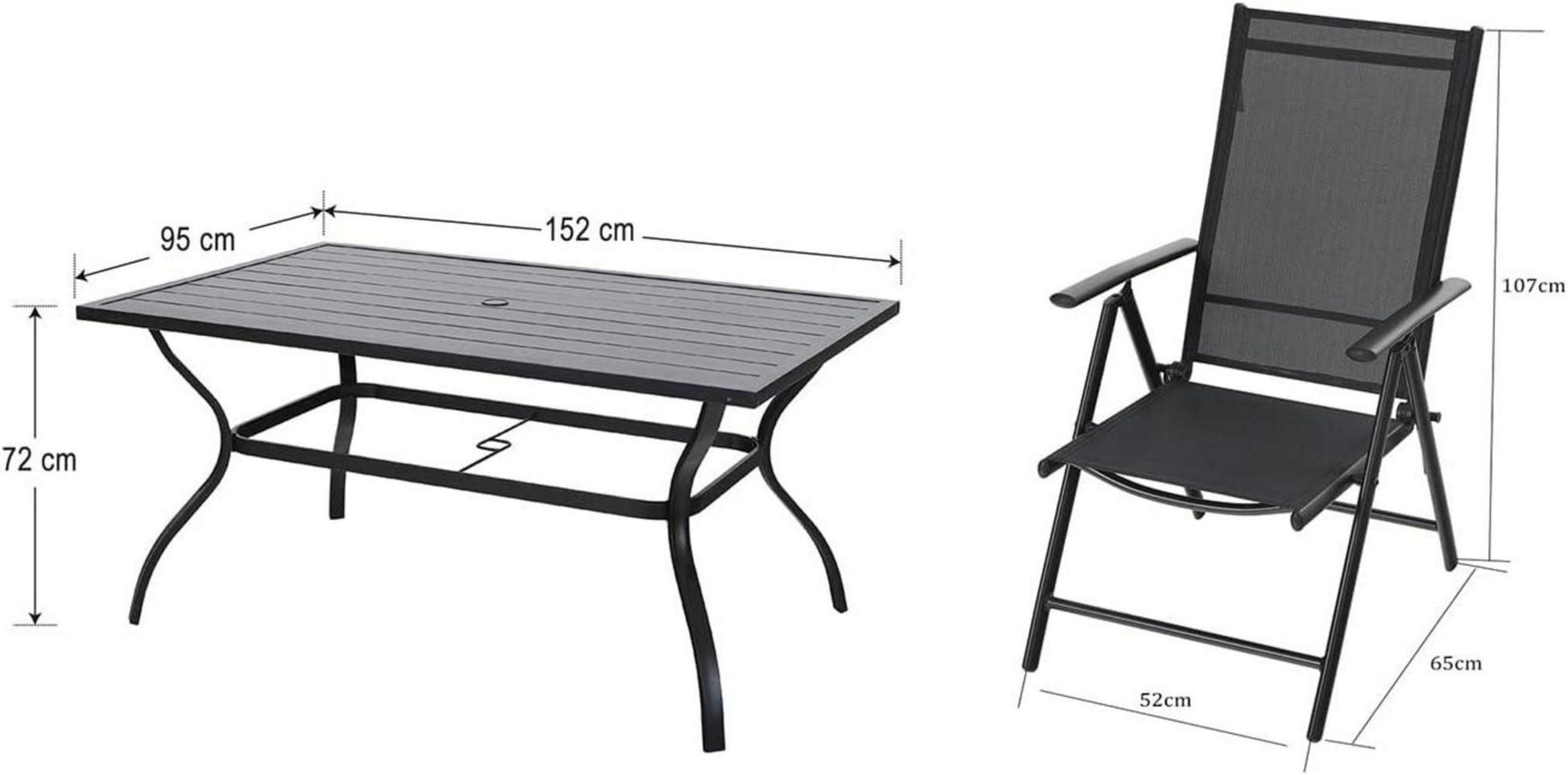 Gartenmöbel Set 6 Stühle mit Tisch Wetterfest Metall Grau