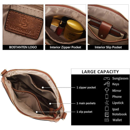 BOSTANTEN Damen Handtasche mittelgroß Leder Crossbody Bags