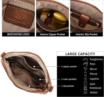 BOSTANTEN Damen Handtasche mittelgroß Leder Schultertasche Crossbody Bags