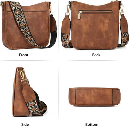 BOSTANTEN Crossbody Handtasche Damen mittelgroß Leder Schultertasche