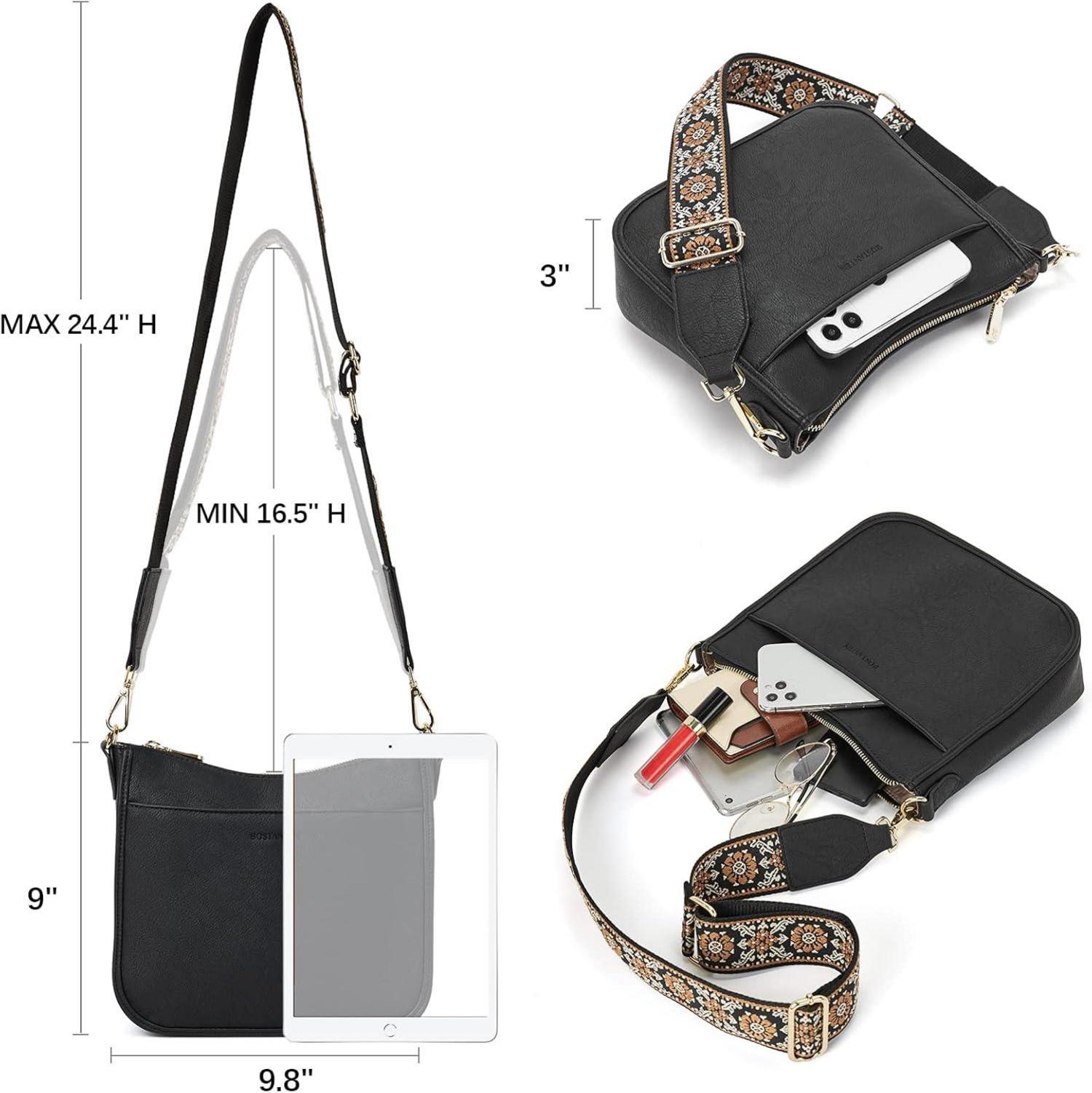 Schicke BOSTANTEN Damen Crossbody Tasche Wandelbare Schultertasche mit