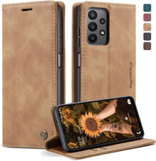 Handyhülle Samsung Galaxy A23 5G Leder Flip Case Braun Schutzhülle