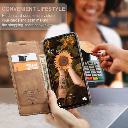 Samsung Galaxy A23 Handyhülle Premium Leder Flip Case Braun