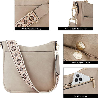 BOSTANTEN Damen Mittelgroße Leder Crossbody Umhängetasche