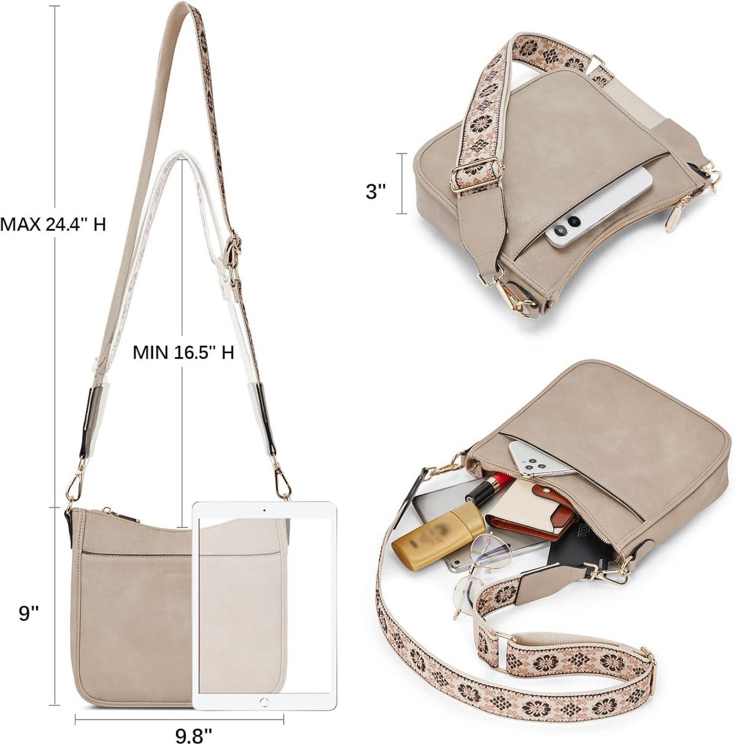 Leder Damen Handtasche Crossbody Bag verstellbarer Riemen