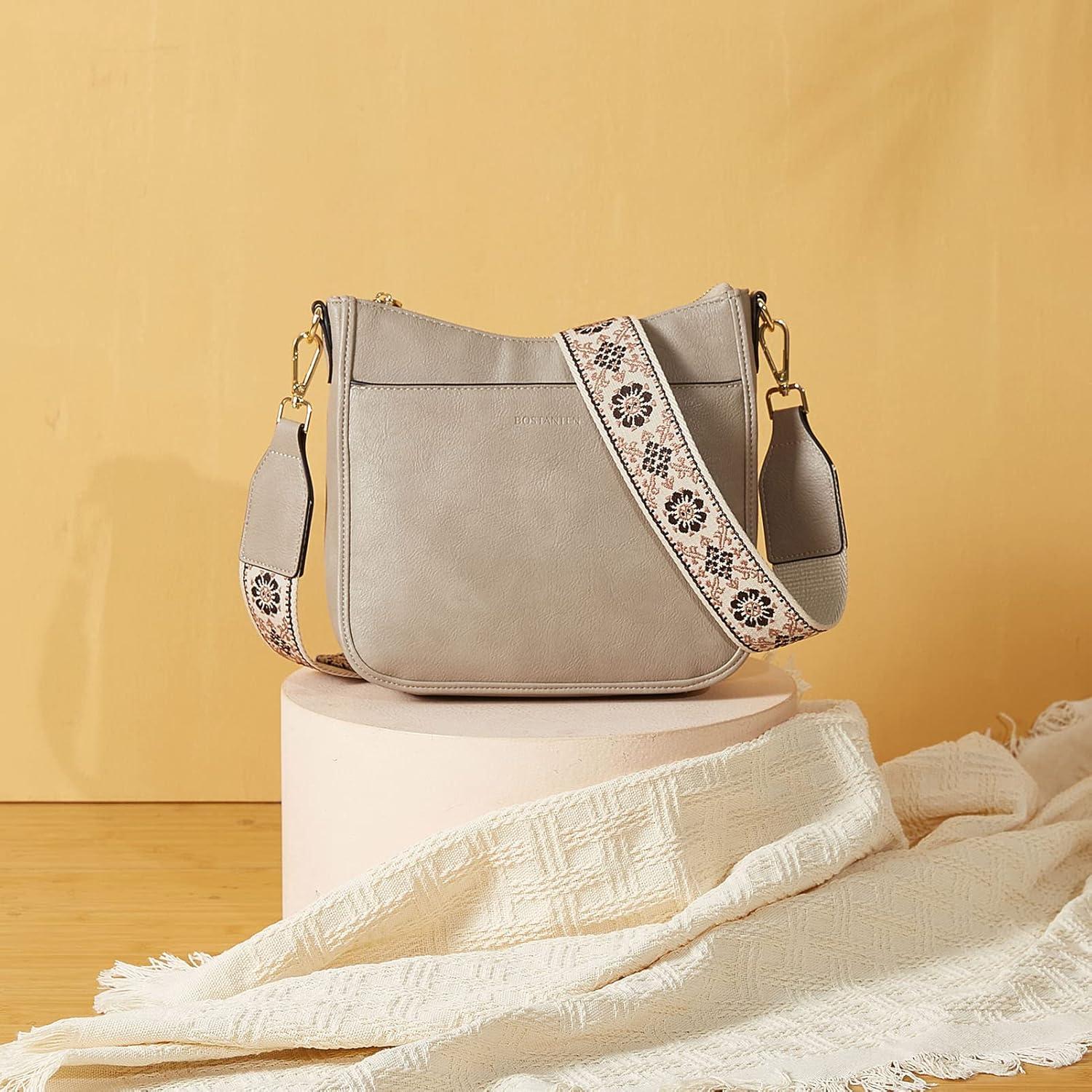 BOSTANTEN Damen Handtasche mittelgroß Leder Crossbody Schultertasche