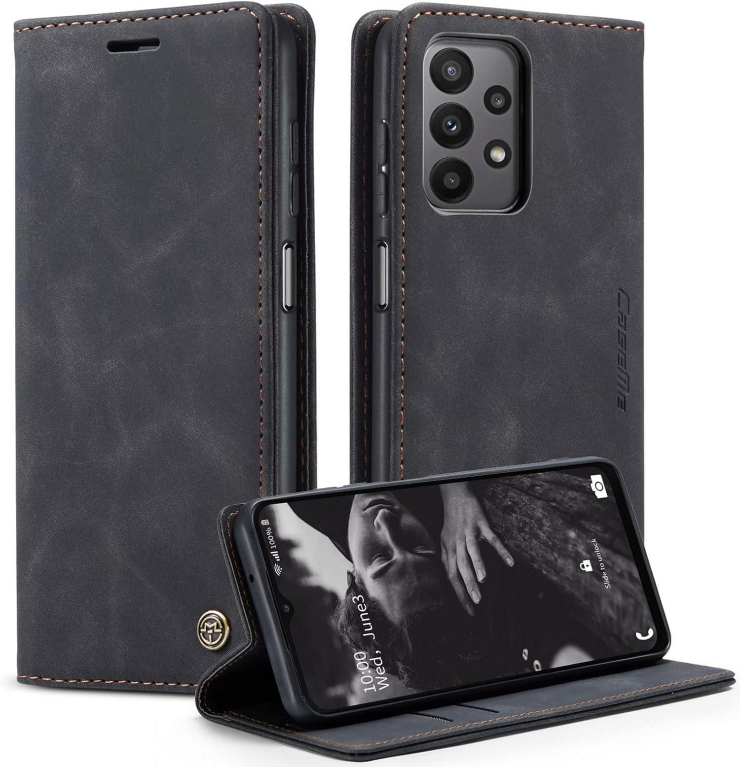 Handyhülle Samsung Galaxy A23 5G Leder Klapphülle Schwarz