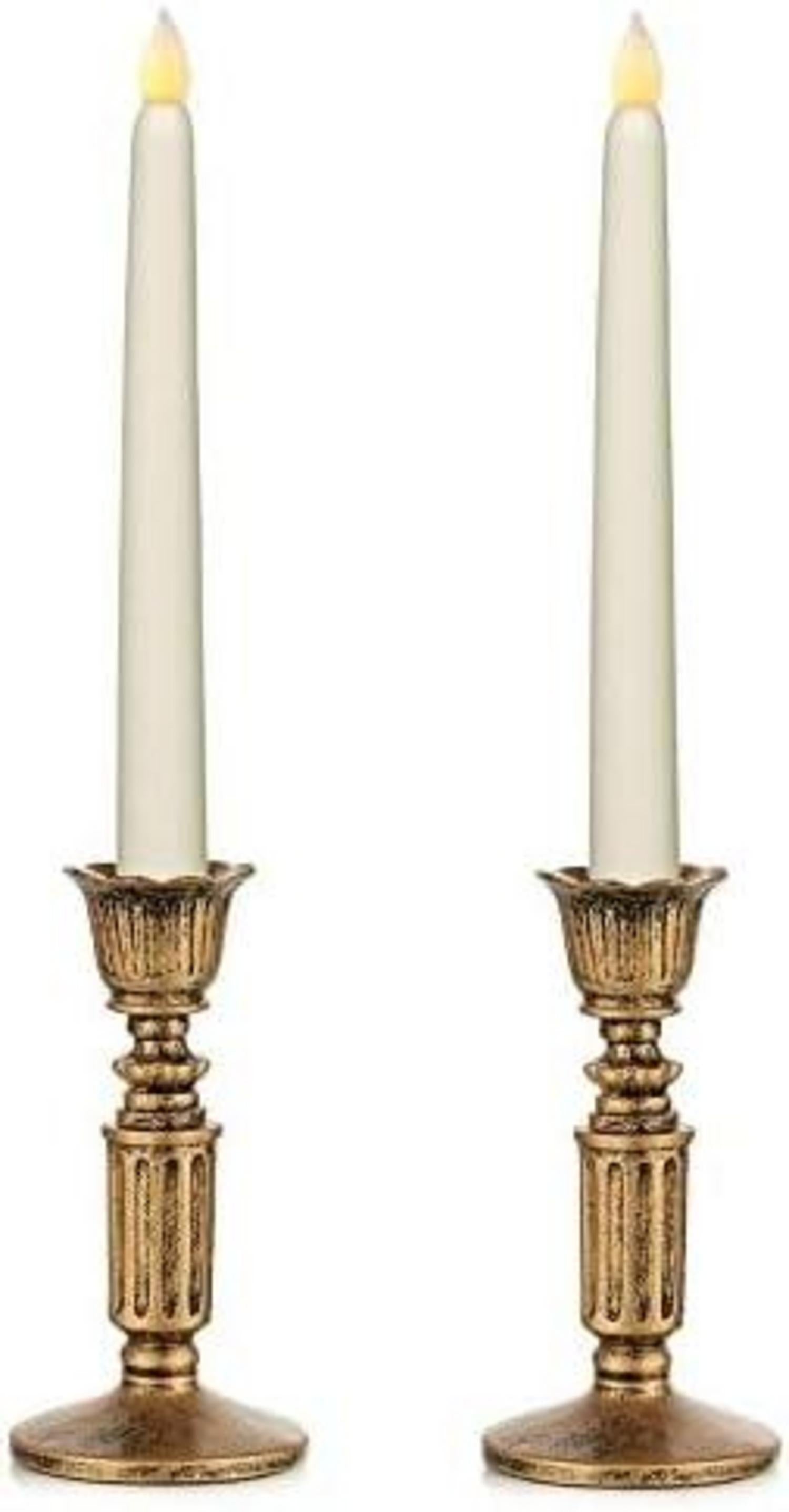 Romadedi Vintage Kerzenhalter Gold 2er Set Harz 14cm