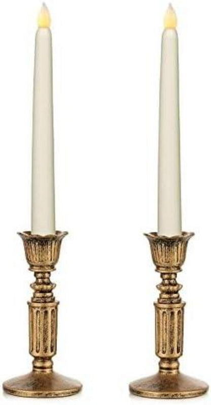 Romadedi Vintage Kerzenhalter Gold 2er Set Harz 14cm