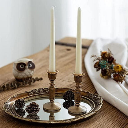 Vintage Kerzenständer für Spitzkerzen 2er Set Harz Retro 14cm - Bronze
