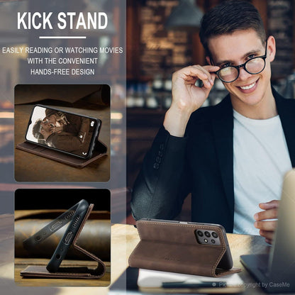 Samsung Galaxy A23 5G Handyhülle Premium Leder Klapphülle Kaffee