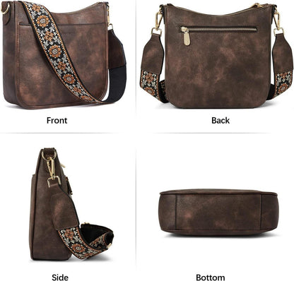 Damen Handtasche mittelgroß Leder Schultertasche Crossbody bag verstellbarer