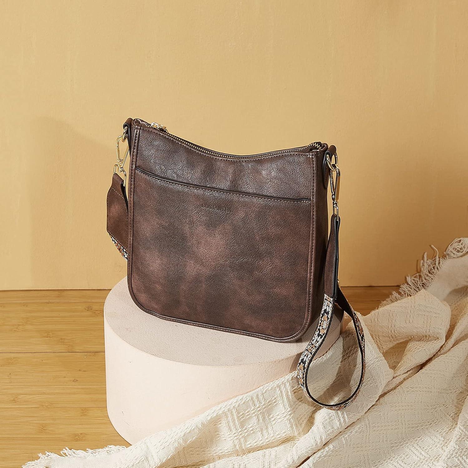 Damen Handtasche mittelgroß Leder Schultertasche Crossbody bag verstellbarer