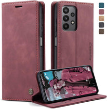 Samsung Galaxy A23 5G Handyhülle Leder Flip Case Weinrot