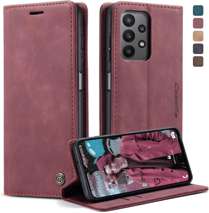 Samsung Galaxy A23 5G Handyhülle Leder Flip Case Weinrot