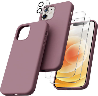 iPhone 12 Pro Silikon Case mit Schutzfolie und Kameraschutz