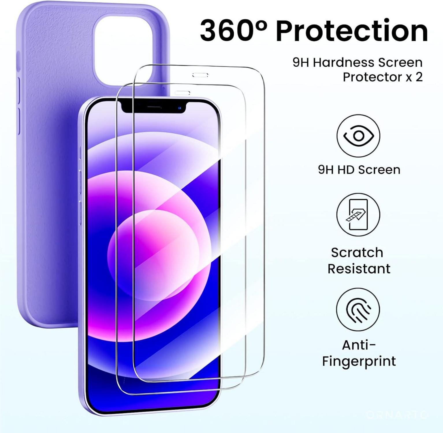 Silikon Case + 2x Schutzfolie + 2x Kameraschutz für iPhone 12 Pro 6,1 Zoll