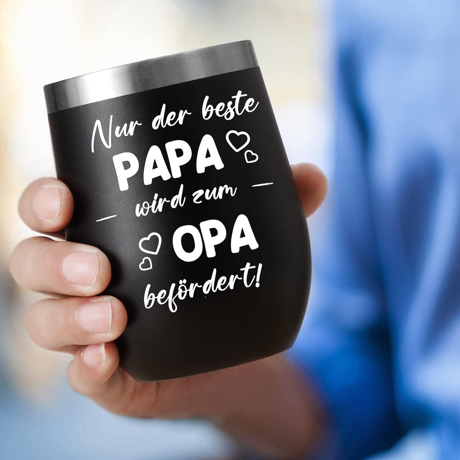 Livole Opa Geschenk - 12oz 350ml Coffee to go Becher mit Deckel und Strohhalm