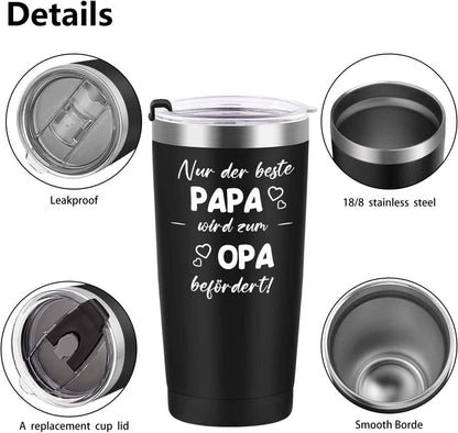 Opa Geschenk Vatertag 20oz Kaffeebecher Edelstahl Camping Becher