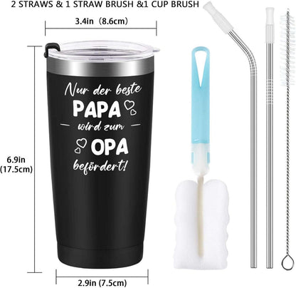 Opa Geschenk Vatertag 20oz Kaffeebecher Edelstahl Camping Becher