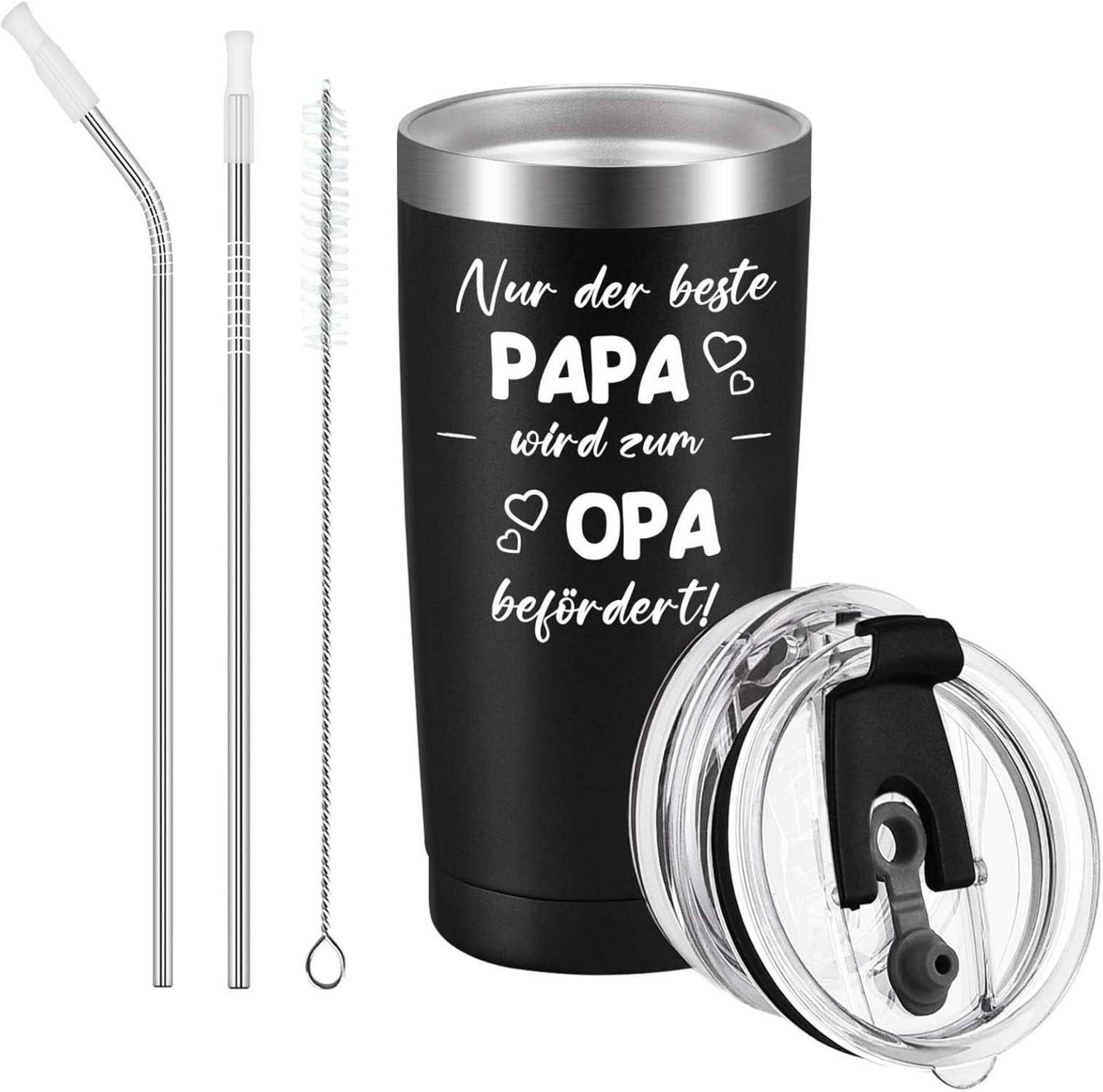 Opa Vatertagsgeschenk Kaffeebecher 600ml Campingbecher Edelstahl Kein Bester Papa EINSTIEG