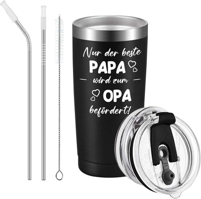 Opa Vatertagsgeschenk Kaffeebecher 600ml Campingbecher Edelstahl Kein Bester Papa EINSTIEG