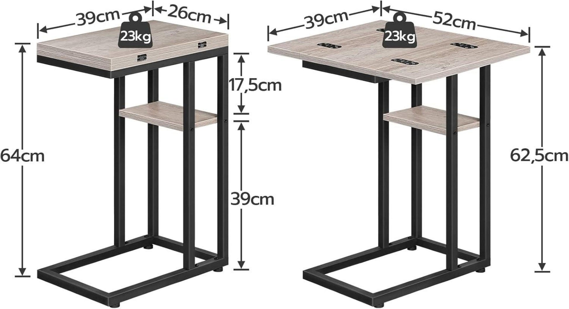 C-Form Beistelltisch Klappbarer Sofatisch Couchtisch Snacktisch