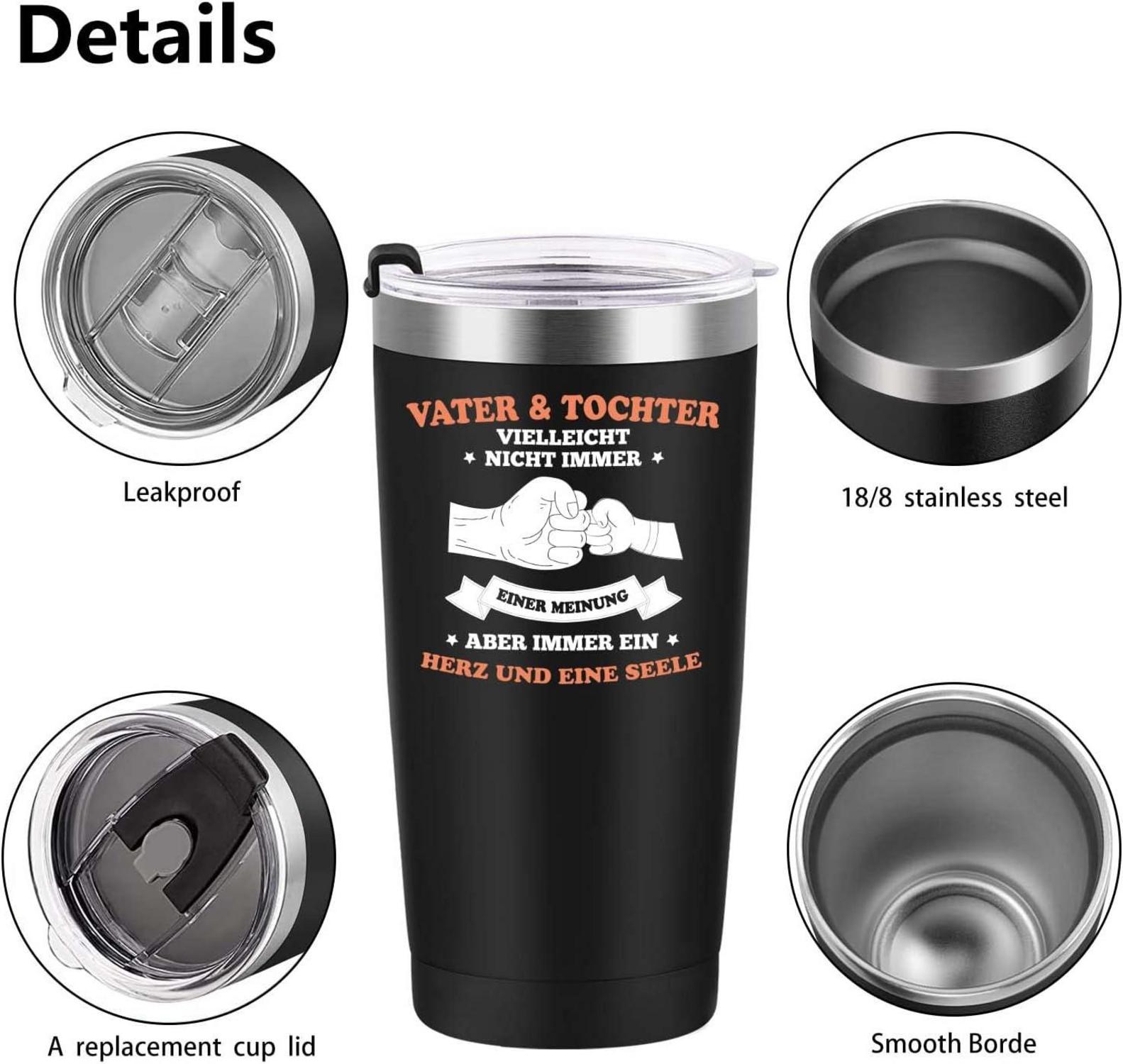 Vater Tochter Geschenk 600ml Edelstahl Kaffeebecher Doppelwandig