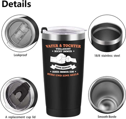 Vater Tochter Geschenk 600ml Edelstahl Kaffeebecher Doppelwandig