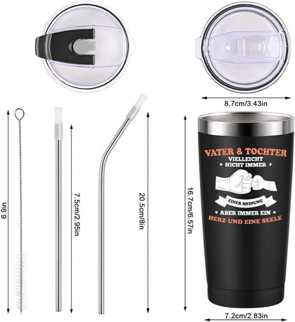 Vater Tochter Geschenk 600ml Edelstahl Kaffeebecher Doppelwandig