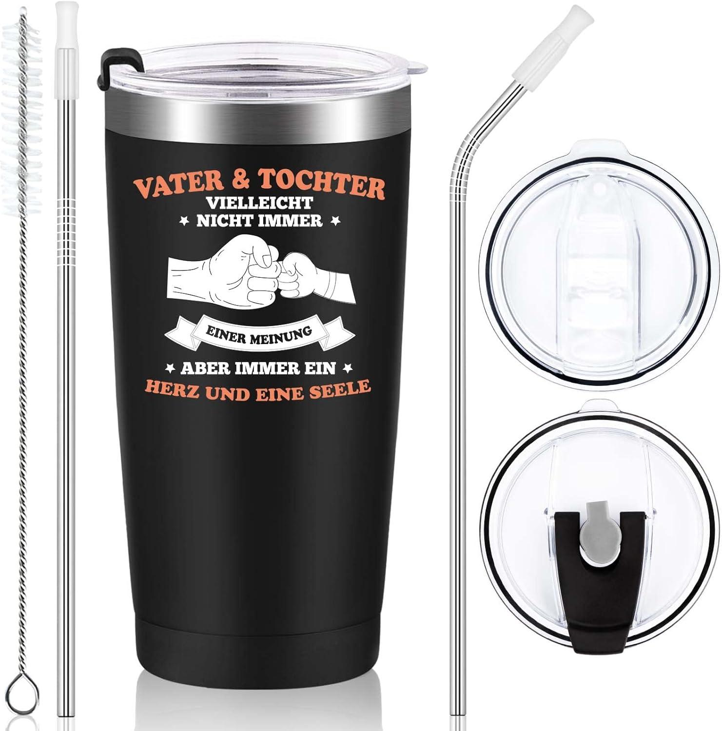 Livole Vatertagsgeschenk Weihnachtsgeschenk Papa Tochter Edelstahl 600ml Kaffeebecher