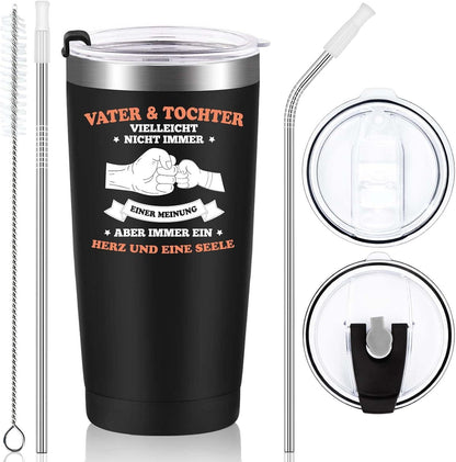 Livole Vatertagsgeschenk Weihnachtsgeschenk Papa Tochter Edelstahl 600ml Kaffeebecher