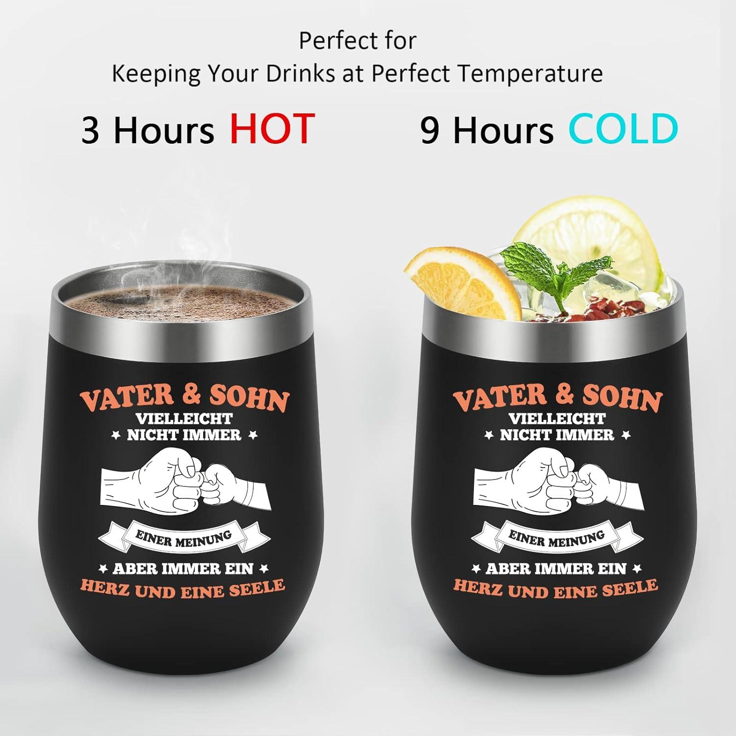 Livole Vatertagsgeschenke für Papa - 12oz Thermobecher to go, 350ml Camping Becher