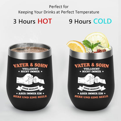 Livole Vatertagsgeschenke für Papa - 12oz Thermobecher to go, 350ml Camping Becher