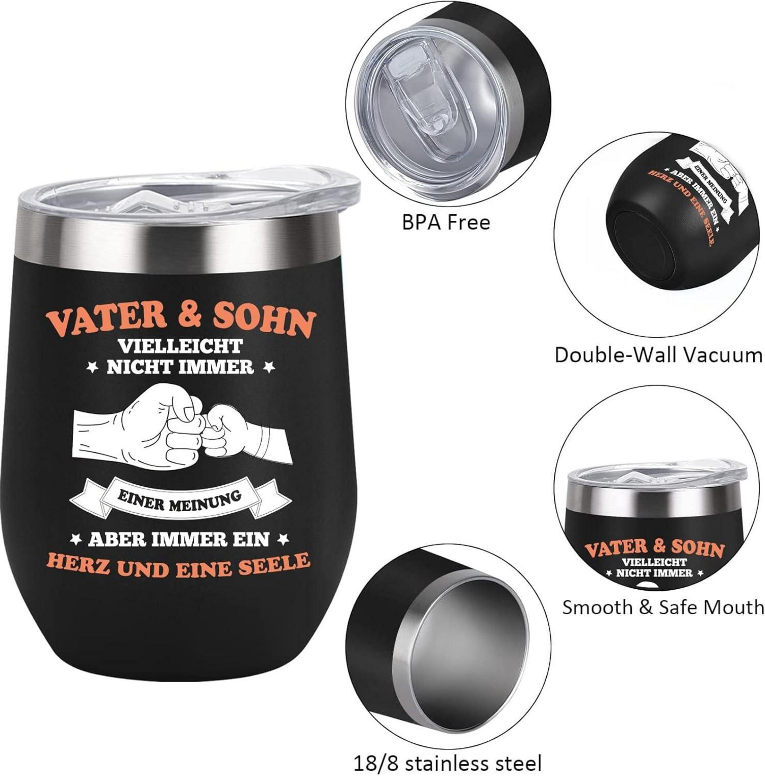 Livole Vatertagsgeschenk 12oz Thermobecher to go 350ml Campingbecher