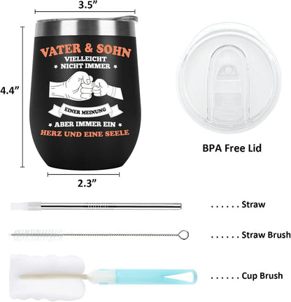 Livole Vatertagsgeschenk 12oz Thermobecher to go 350ml Campingbecher