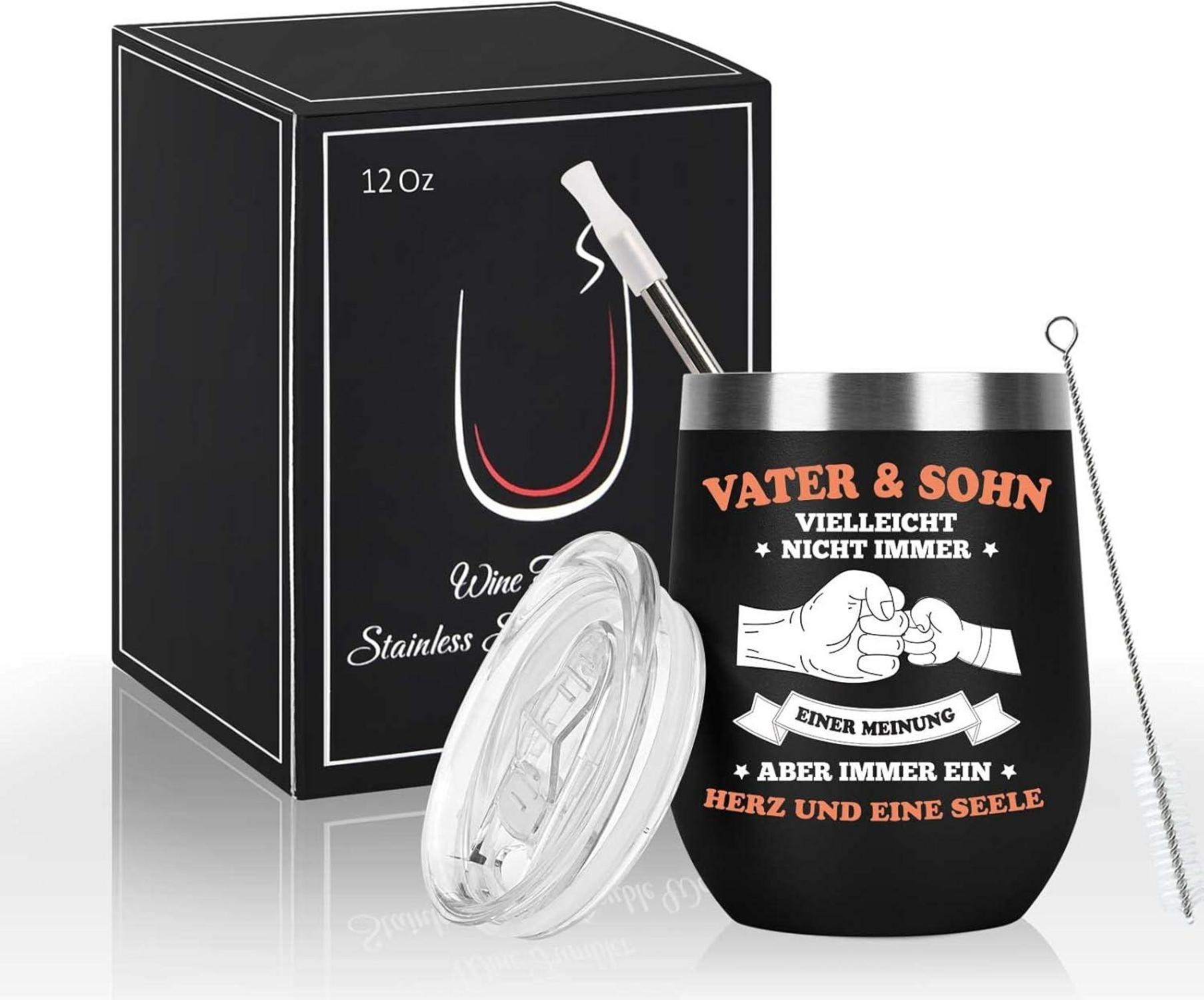 Livole Vatertagsgeschenke für Papa - 12oz Thermobecher to go, 350ml Camping Becher