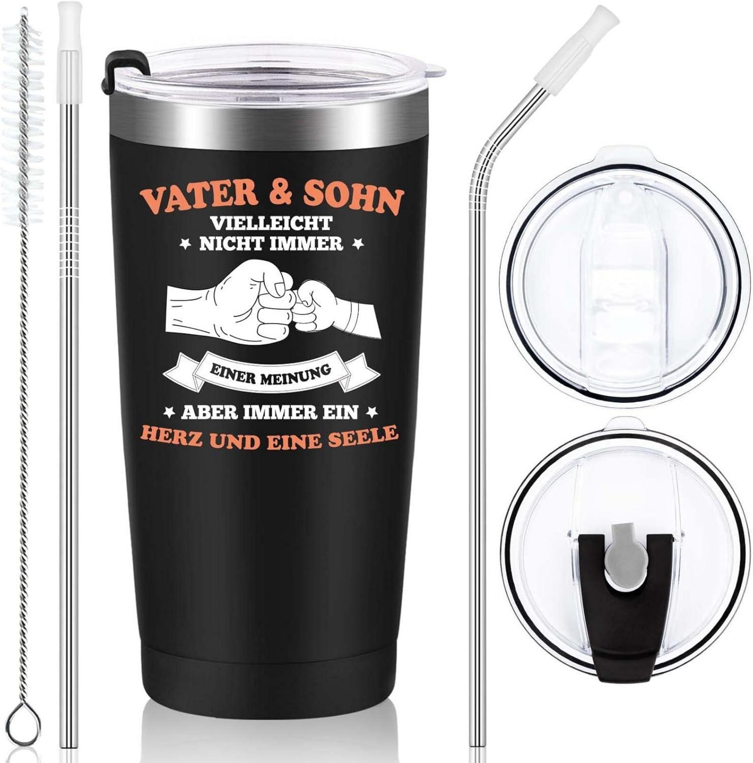 Livole Papa Geschenk Thermobecher Edelstahl Vater Sohn 600ml