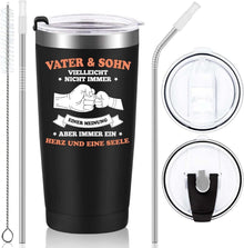 Livole Papa Geschenk Thermobecher Edelstahl Vater Sohn 600ml