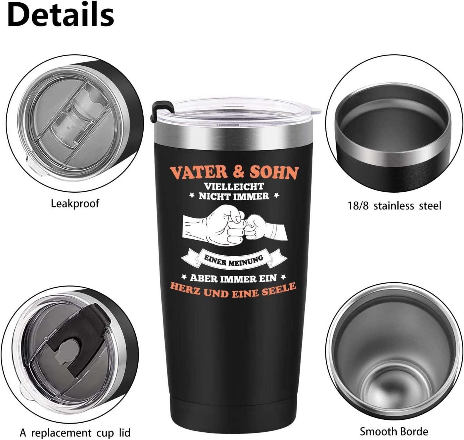 Livole Papa Geschenk Vatertag Weihnachten 600ml Thermobecher 20oz Edelstahl