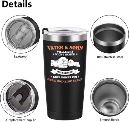 Livole Papa Geschenk Vatertag Weihnachten 600ml Thermobecher 20oz Edelstahl