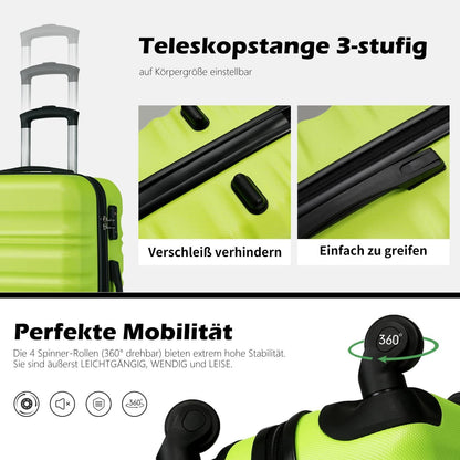 COOLIFE Hartschalen-Koffer Trolley Handgepäck TSA-Schloss 4 Rollen Kirschblüte
