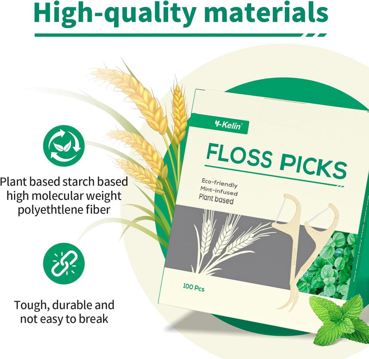 Y-kelins umweltfreundliche Zahnseide-Sticks 100pcs - Vegan & nachhaltig