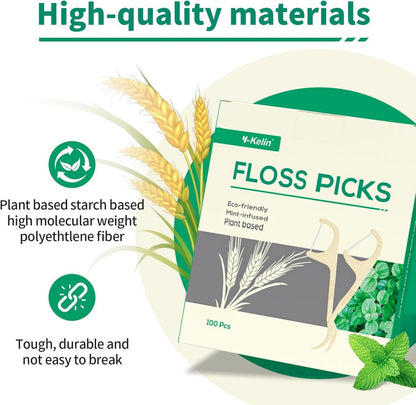 Y-kelins umweltfreundliche Zahnseide-Sticks 100pcs - Vegan & nachhaltig