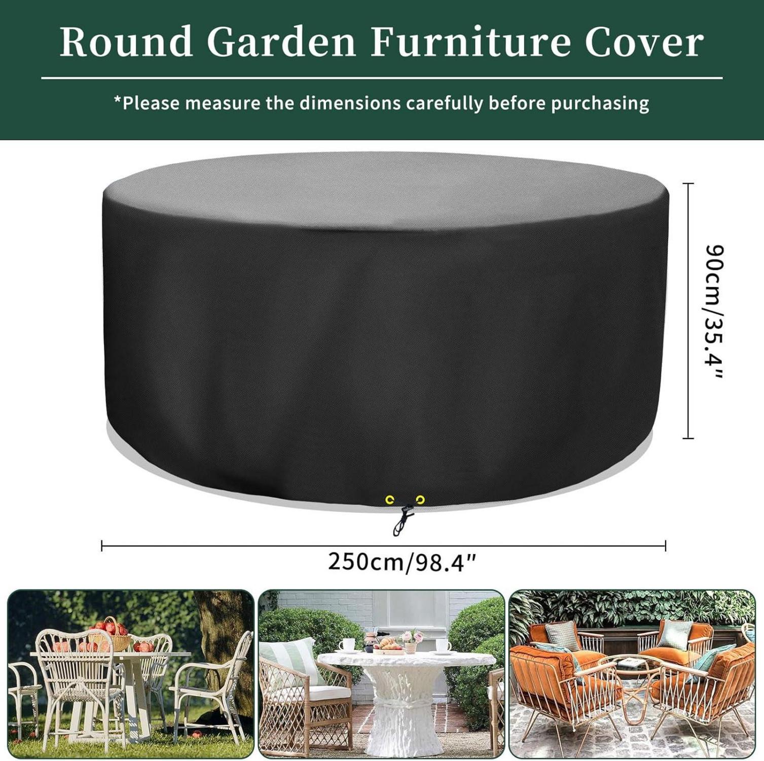 Runde Gartenmöbel Abdeckung Wasserdicht 250x90cm Oxford UV
