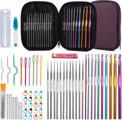 60-teiliges Häkelnadel-Set mit Aufbewahrungsbox und ergonomischen