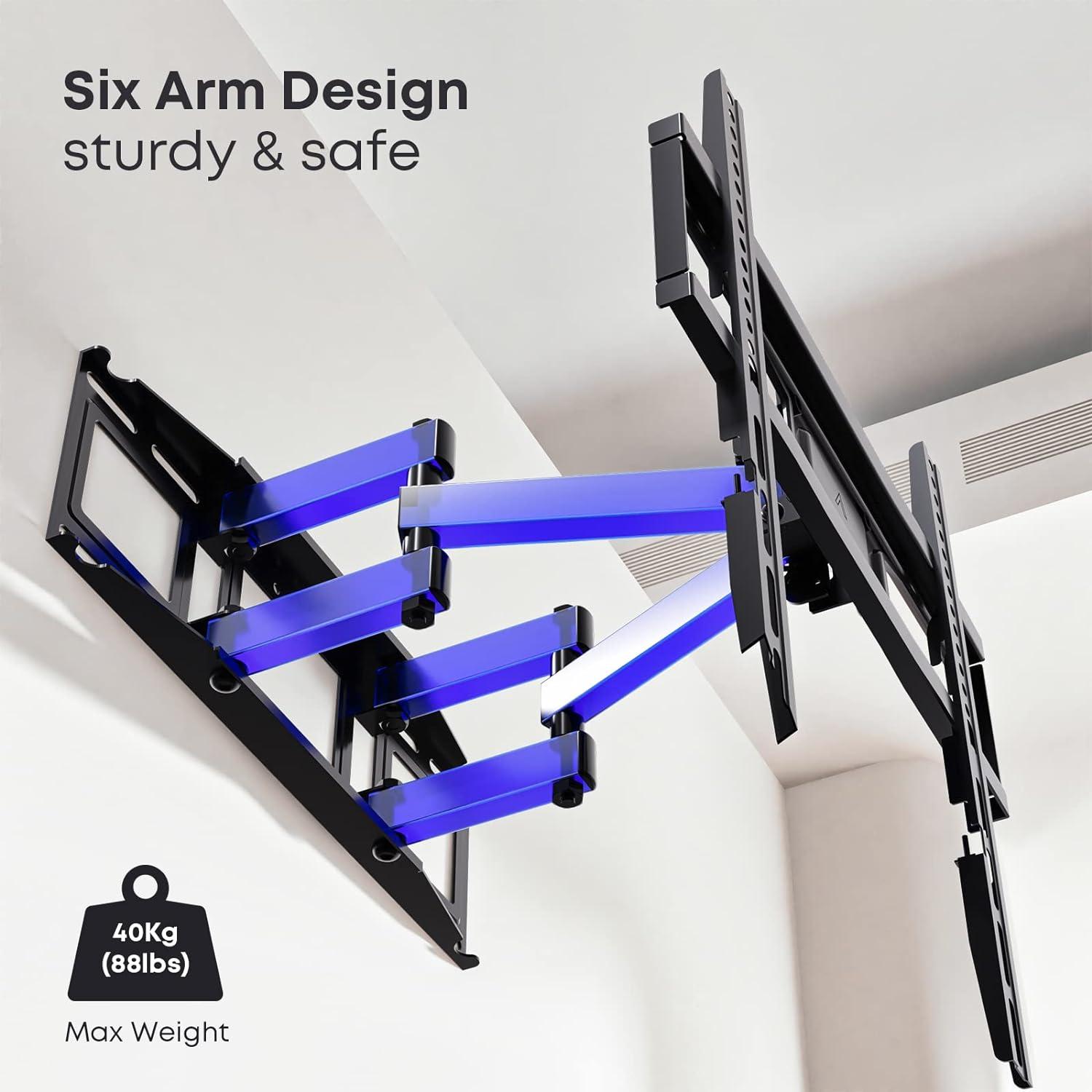 TV Wandhalterung Schwenkbar Neigbar 32-70 Zoll Flach Curved Fernseher 40kg VESA 400x400mm