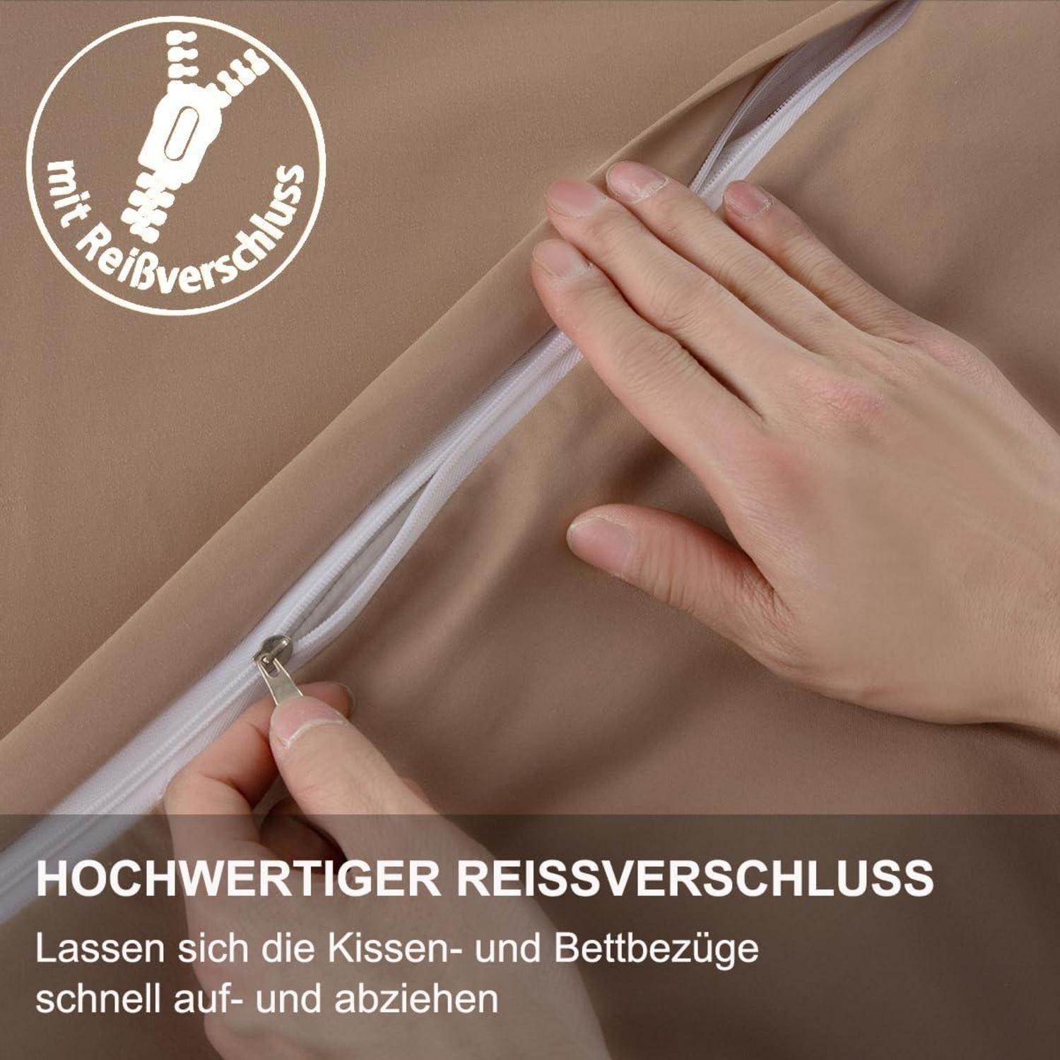 Beqnat Bettwäsche 200x200 Beige Weich mit Reißverschluss 2teilig