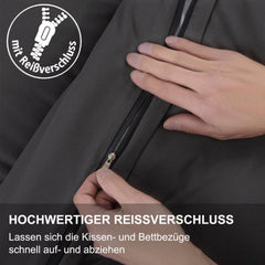 Beqnat Bettwäsche 200x200 Anthrazit Grau Mikrofaser Bettbezug 2er Set