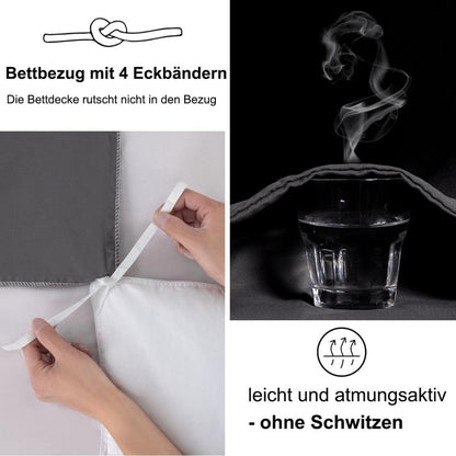 Beqnat Bettwäsche Set 200x200 Anthrazit Grau Mikrofaser Bettbezug Kissenbezug